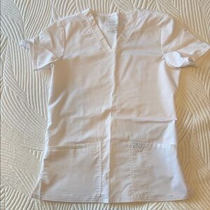 Cherokee White V-Neck Scrub Top